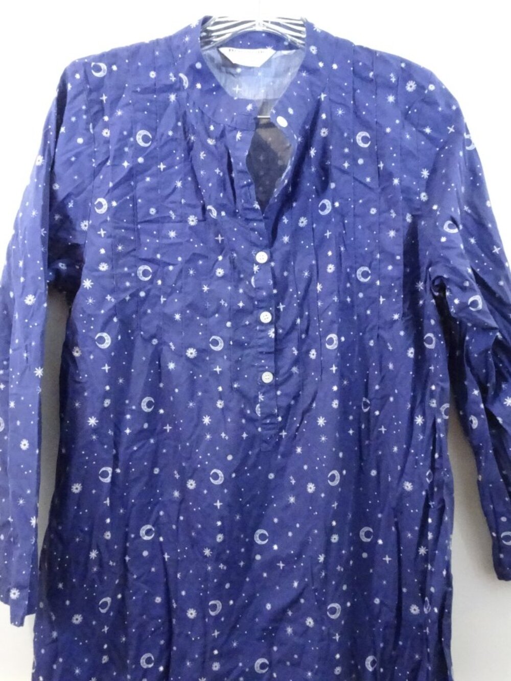 Bonsoir London Celestial 100% Cotton Nightgown Size S Long Sleeves Stars Moon - Picture 3 of 7